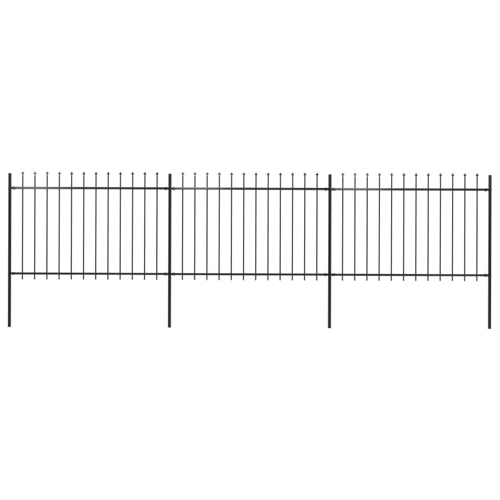 Havehegn med spydtop 5,1 x 1,2 m sort stål