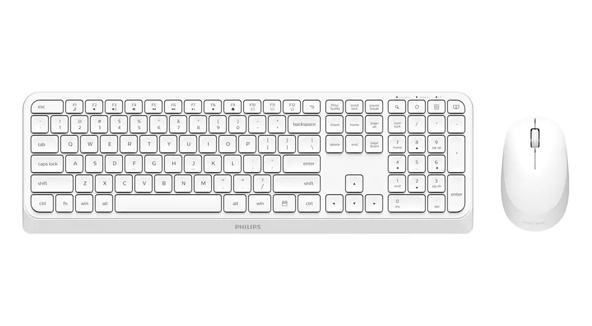 Philips 3000-serien SPT6307W/00 trådløst tastatur og mus, QWERTY engelsk, hvid