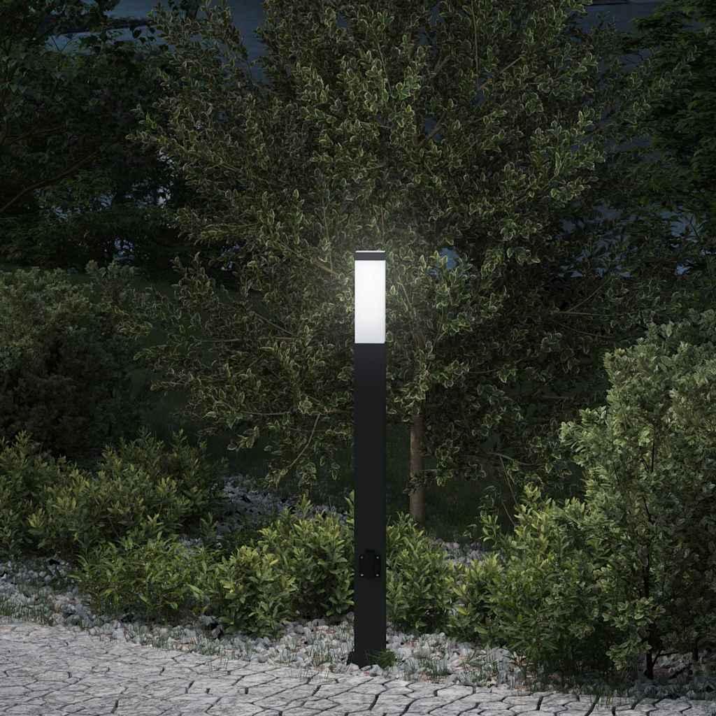 Pullertlampe med stikkontakt 80 cm sort IP44