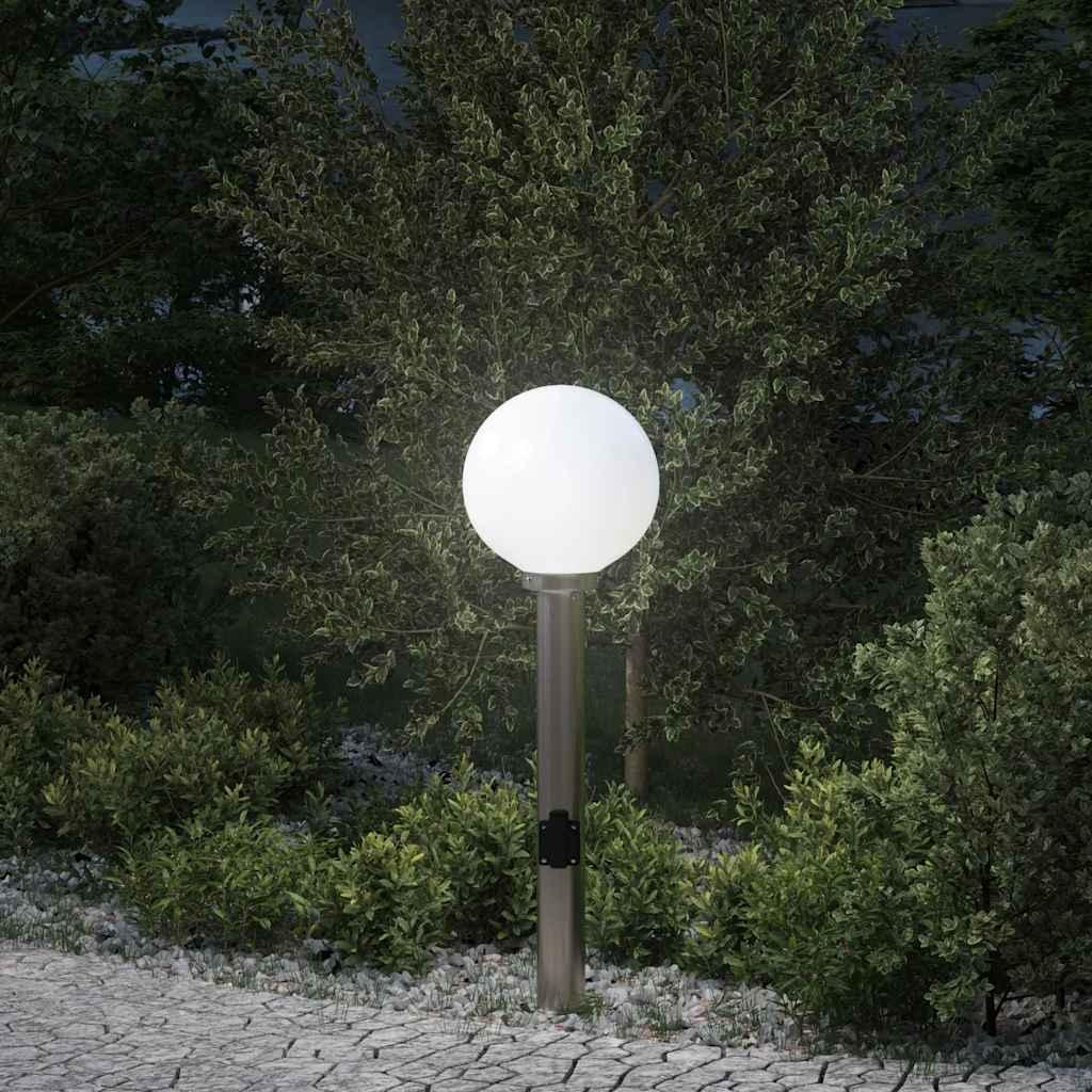 Pullertlampe med stikkontakt 80 cm i rustfrit stål IP44