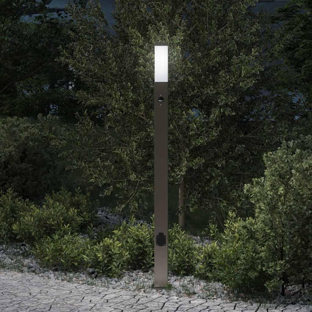 Pullertlampe med sensor og stikkontakt 110 cm rustfrit stål IP44