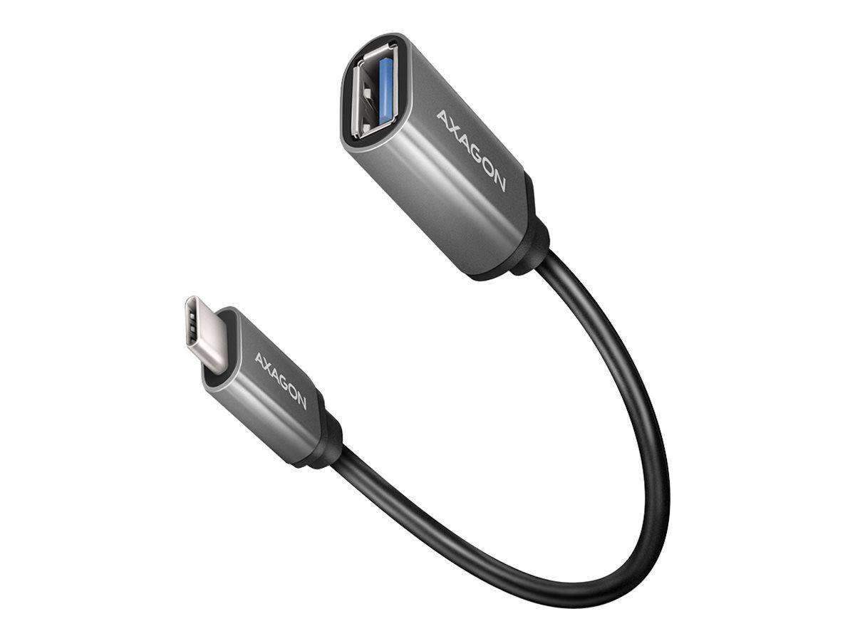 AXAGON USB-C adapter til USB-A hun, USB 3.2 Gen 1, 20 cm, sort