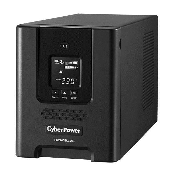 CyberPower Professional Tower Series PR2200ELCDSL - UPS - AC 230 V - 1980 Watt - 2200 VA - 9 At - RS-232, USB - output-stikforbindelser: 9