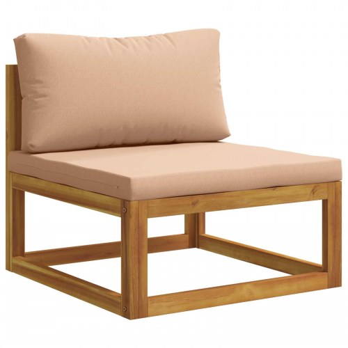 Sofa sæt 6 stk. i massivt akacietræ naturfarvet med beige hynder