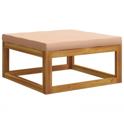 Sofa sæt 6 stk. i massivt akacietræ naturfarvet med beige hynder
