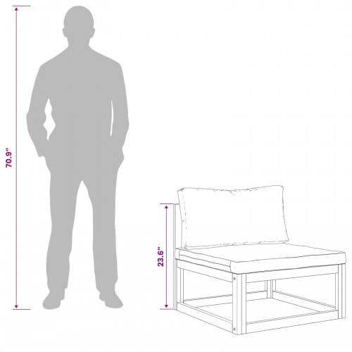 Sofa sæt 6 stk. i massivt akacietræ naturfarvet med beige hynder