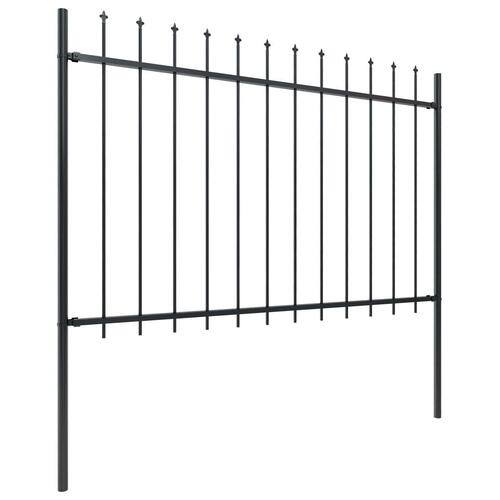 Havehegn med spydtop 17 x 1,2 m sort stål