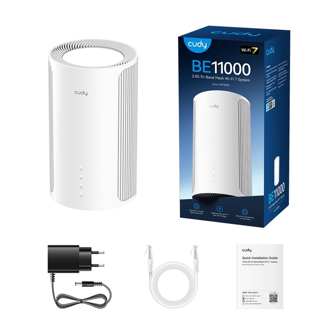 Cudy M11000 Wi‑Fi 7 tri-band mesh-router - hvid