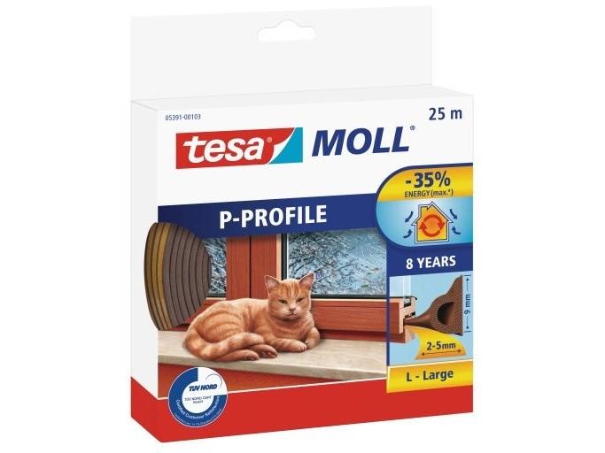 Tesa gummitætning 9 mm profil P brun 25 m (0539103)