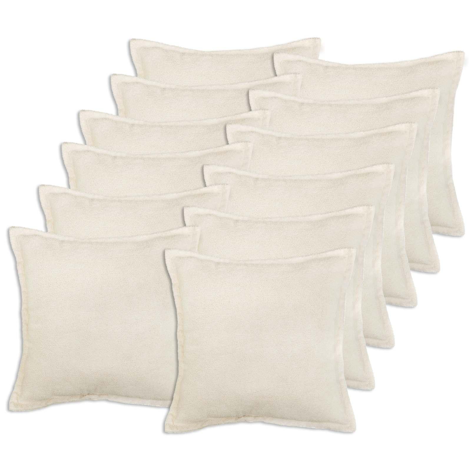 Pudebetræk 12 stk HOUTEN cremefarvet 45 x 45 cm bouclé