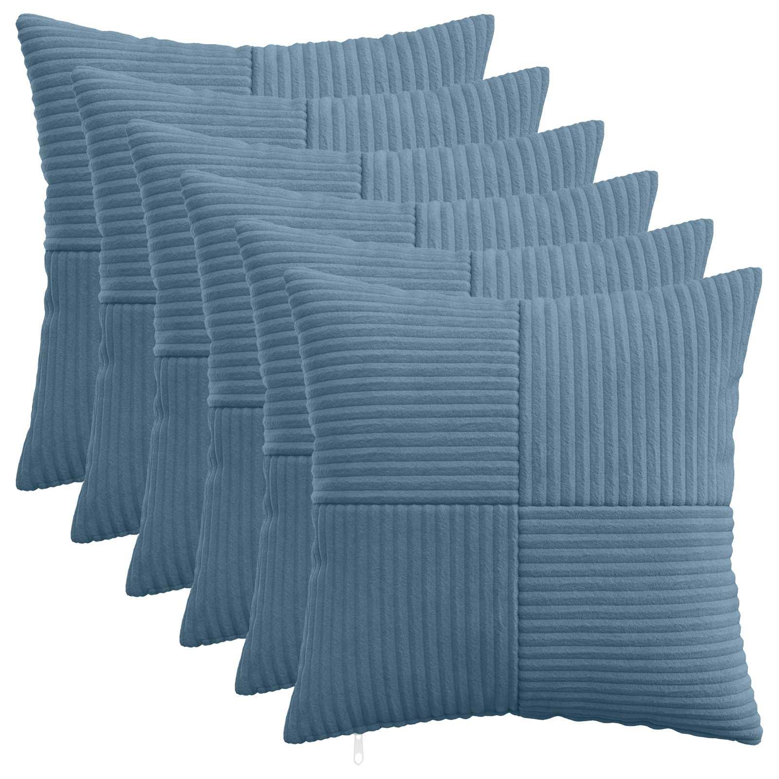 Pudebetræk ALMELO 6 stk blå 45 x 45 cm i cordfløjl