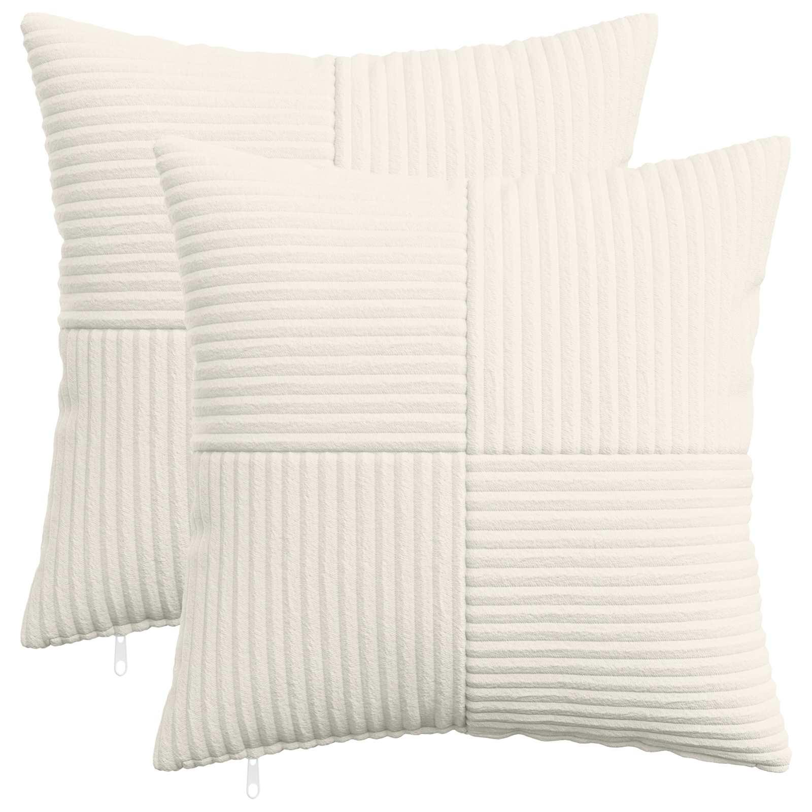 Pudebetræk 2 stk ALMELO cremefarvet 45 x 45 cm i cordfløjl