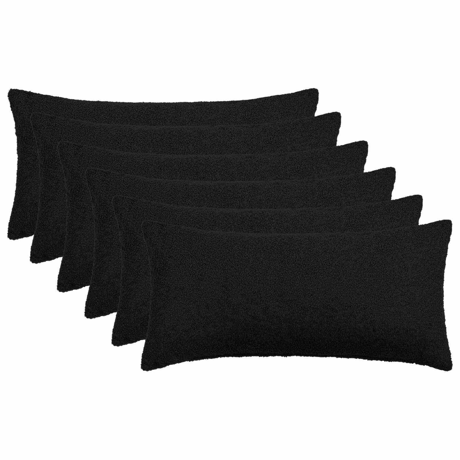 Pudebetræk 6 stk HEERLEN sort 40 x 80 cm bouclé