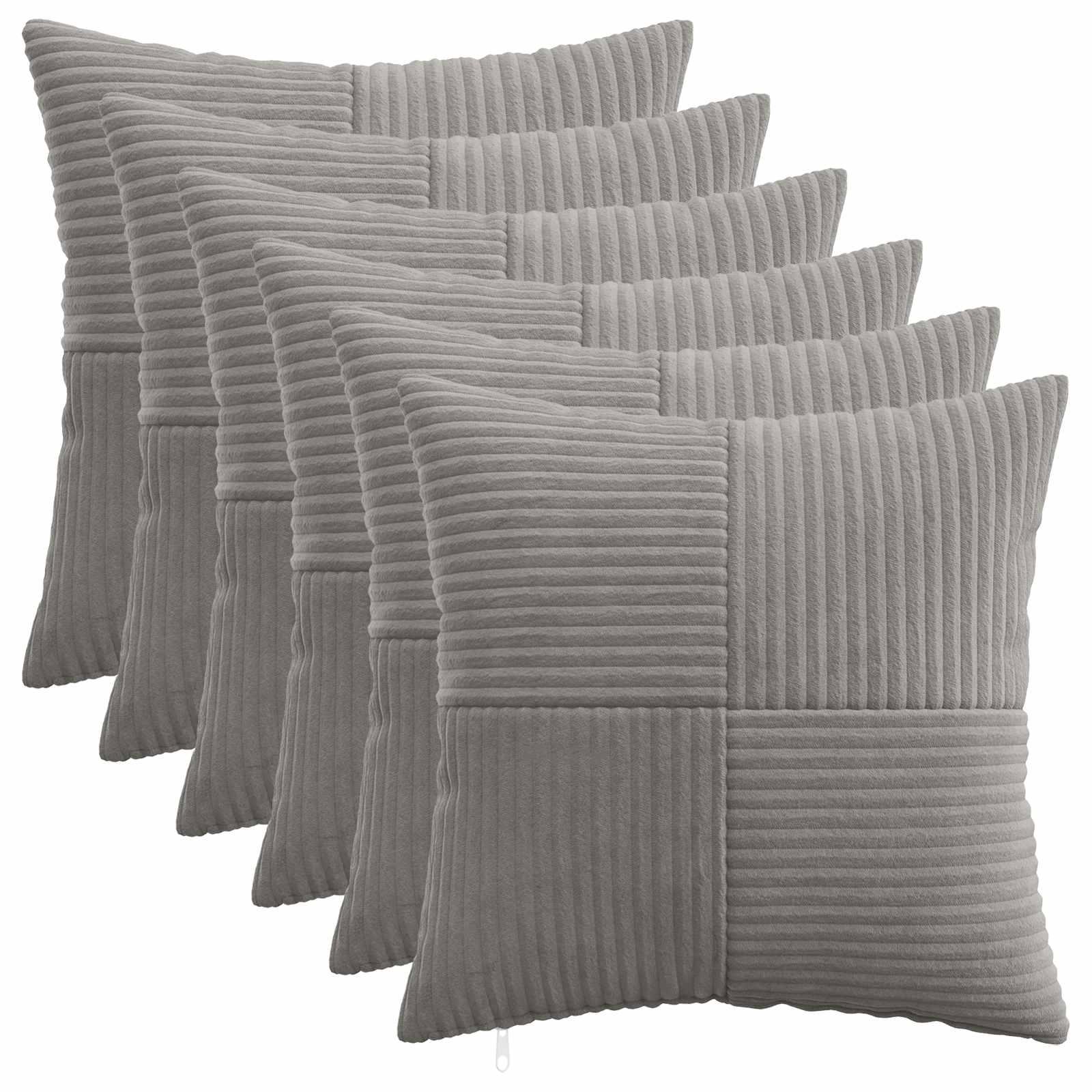 Pudebetræk 6 stk ALMELO lysegrå 45 x 45 cm i cordfløjl