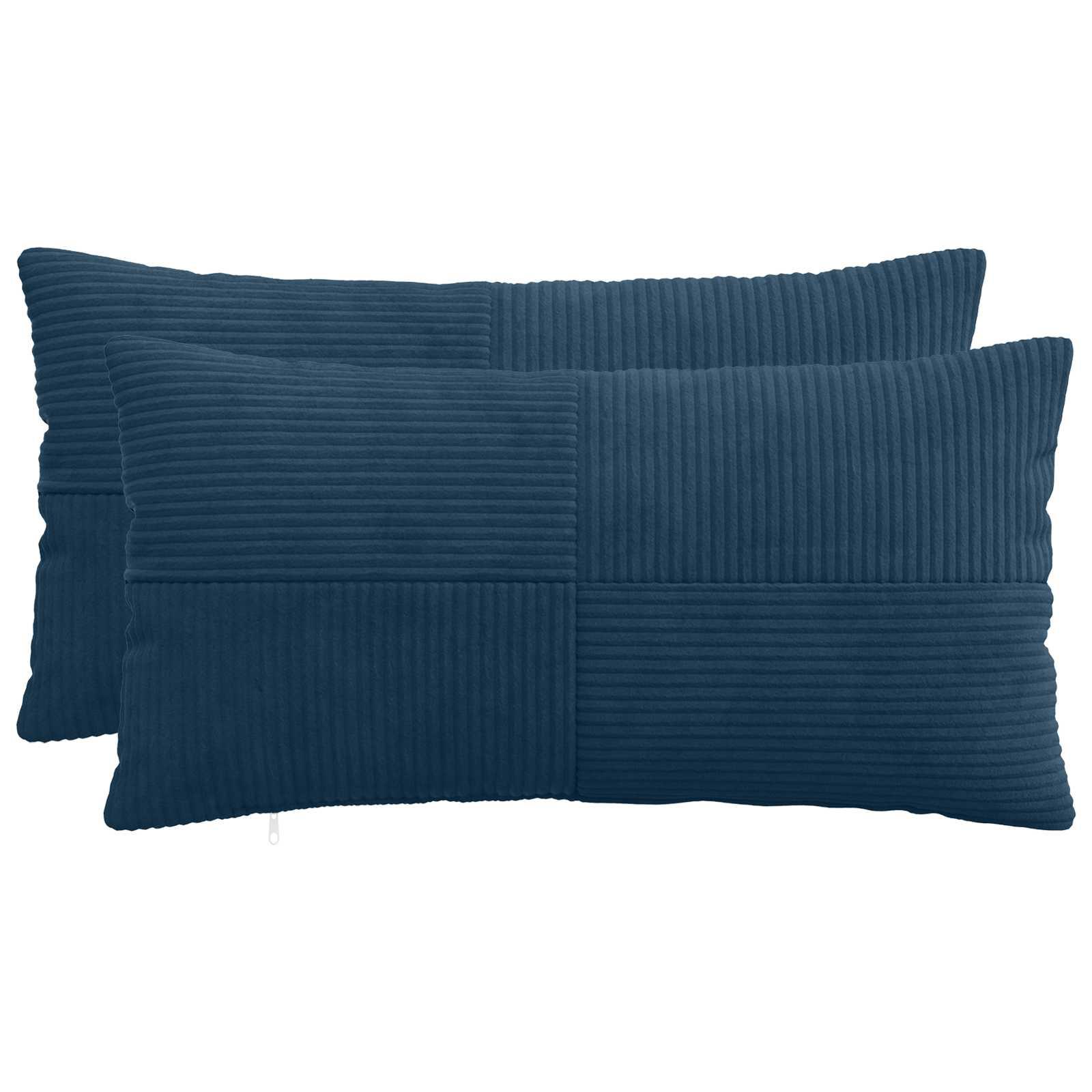 Pudebetræk 2 stk ALMELO mørkeblå 40 x 80 cm i cordfløjl