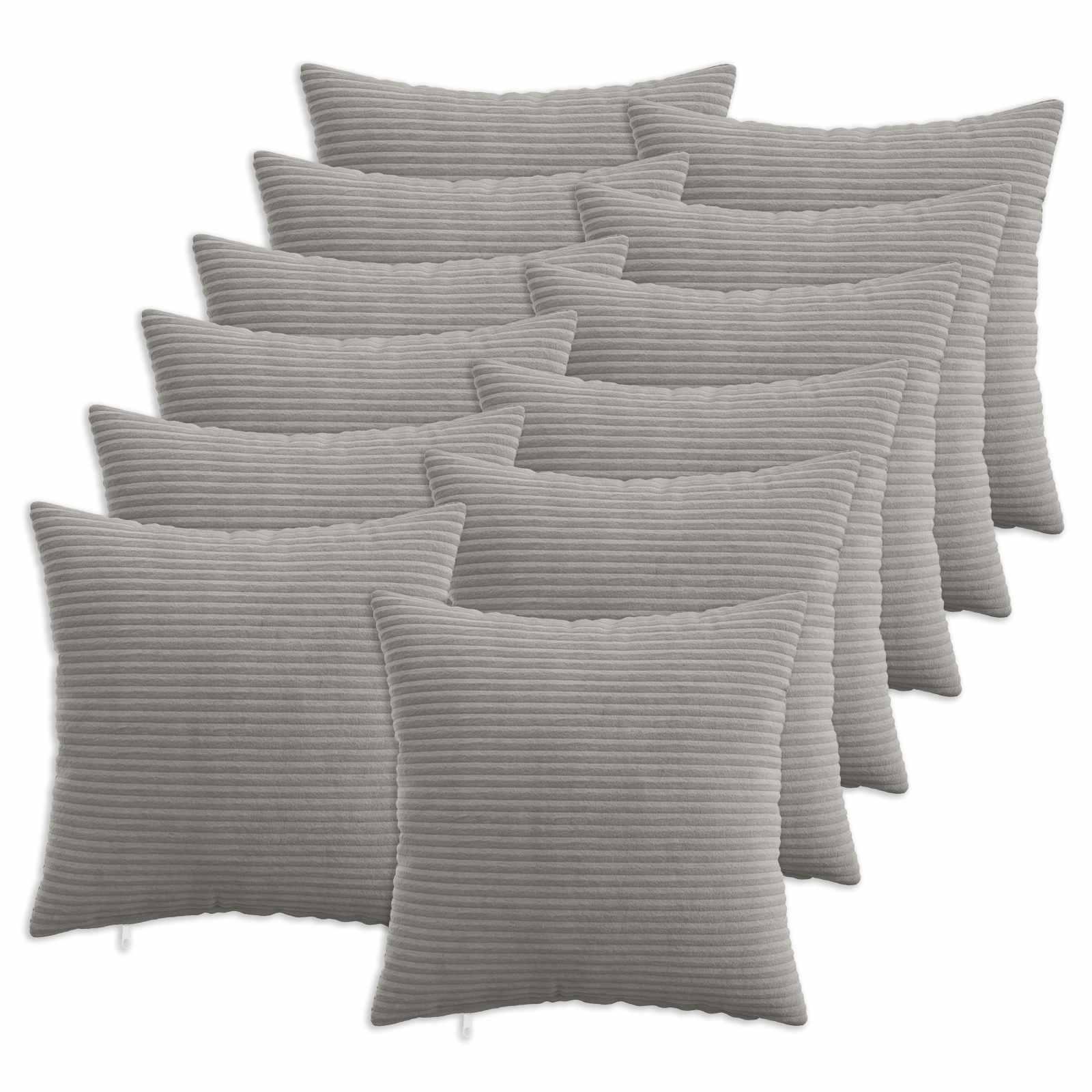 Pudebetræk 12 stk HEERLEN lysegrå 40 x 40 cm i cordfløjl