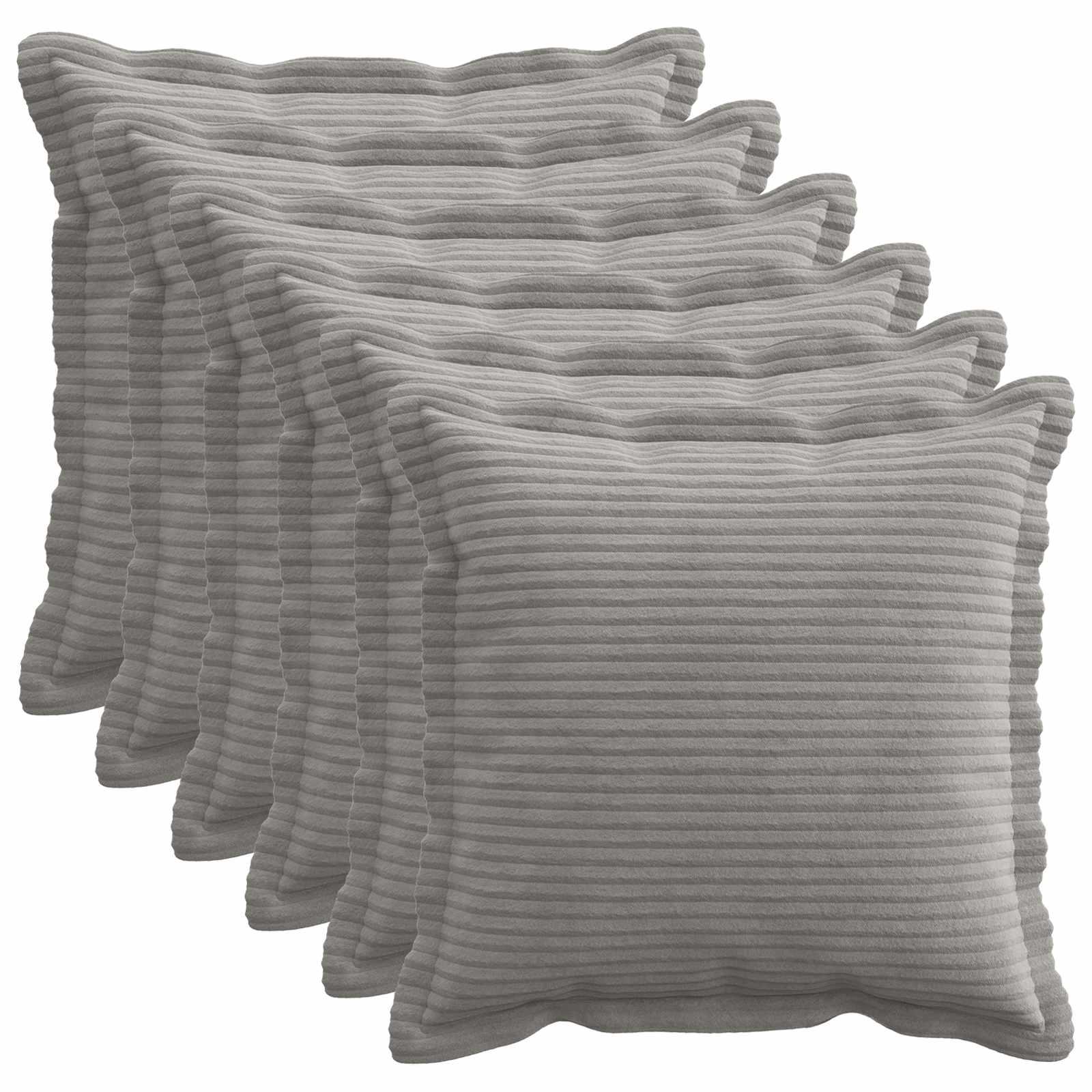 Pudebetræk 6 stk. HOUTEN lysegrå 45 x 45 cm i cordfløjl