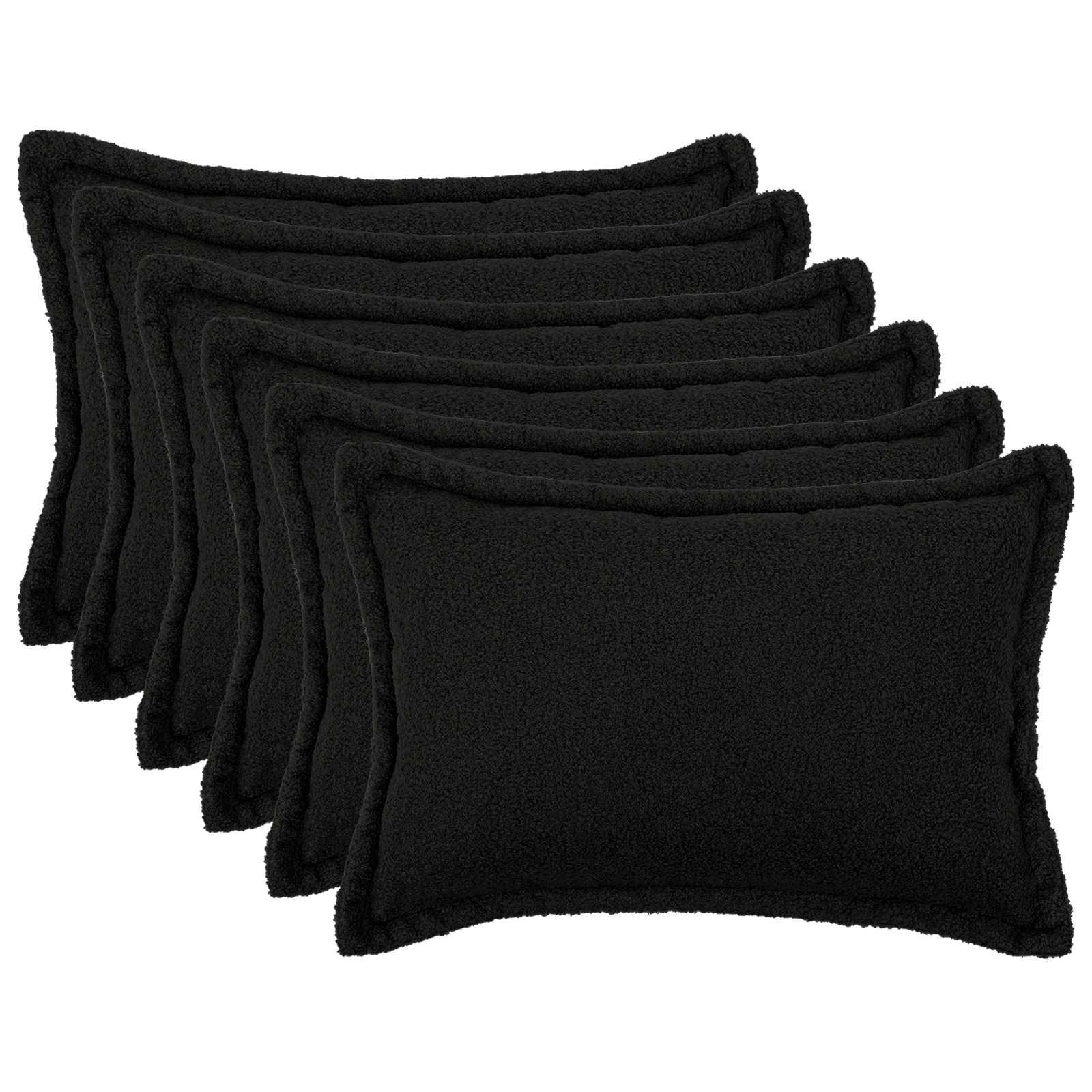 Pudebetræk HOUTEN 6 stk sort 50 x 80 cm bouclé