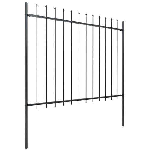 Havehegn med spydtop 10,2 x 1,5 m sort stål