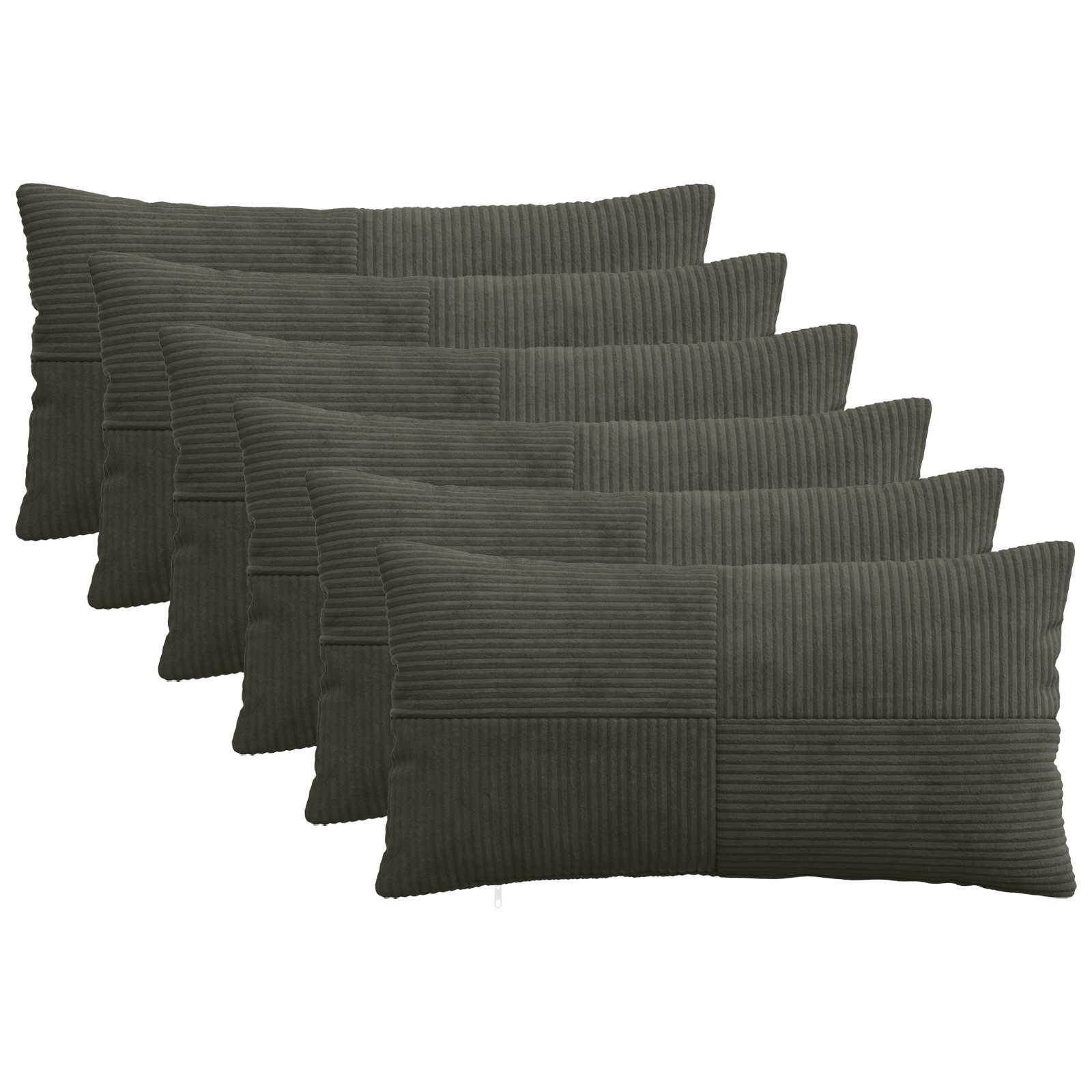 Pudebetræk 6 stk ALMELO antracit 40 x 80 cm i cordfløjl
