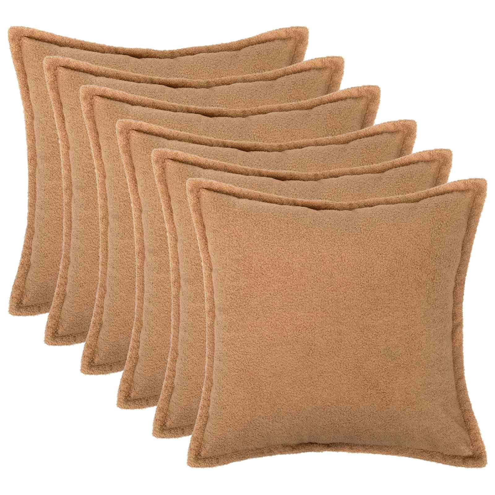 Pudebetræk 6 stk HOUTEN beige 65 x 65 cm i bouclé