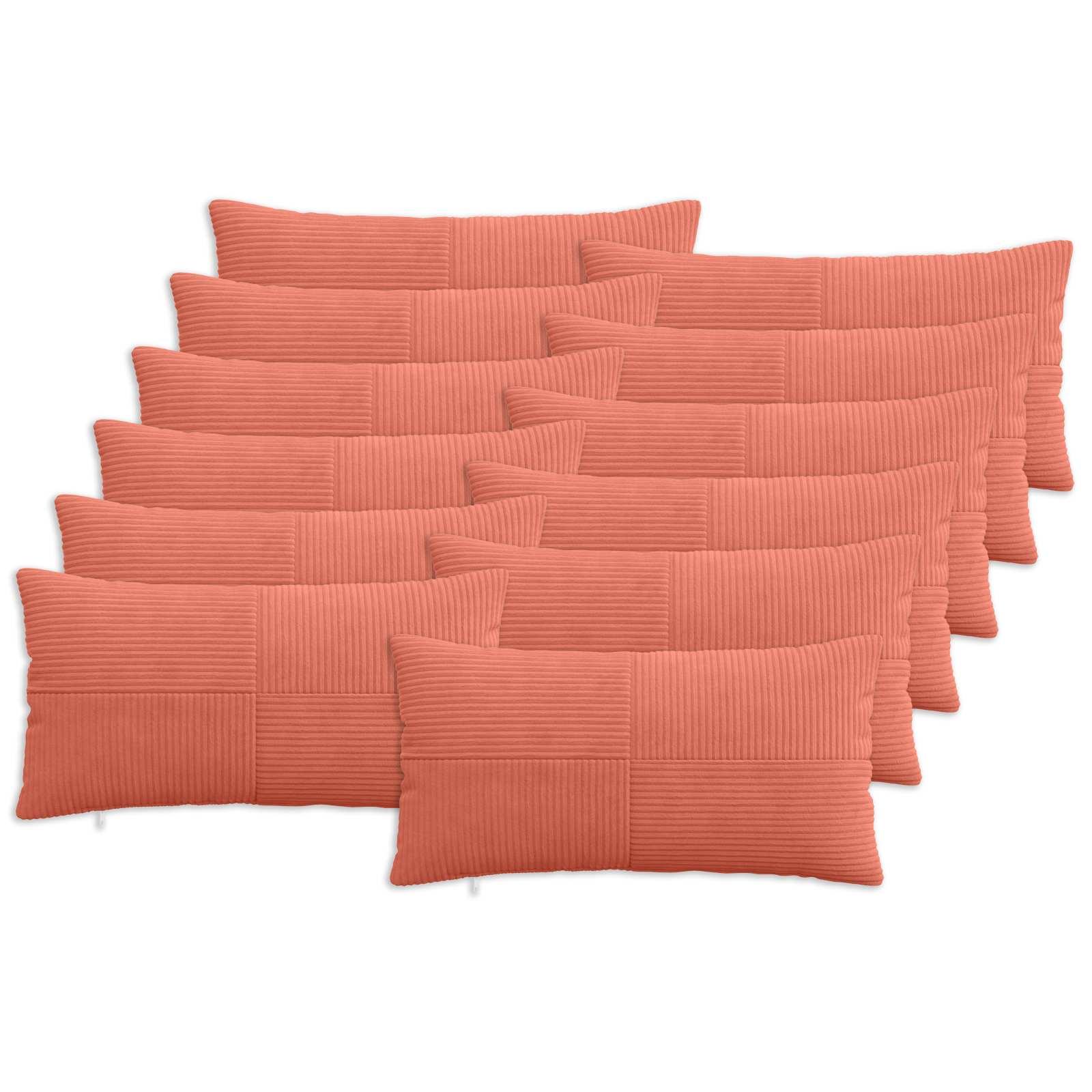 Pudebetræk 12 stk ALMELO rød-orange 40 x 80 cm i cordfløjl