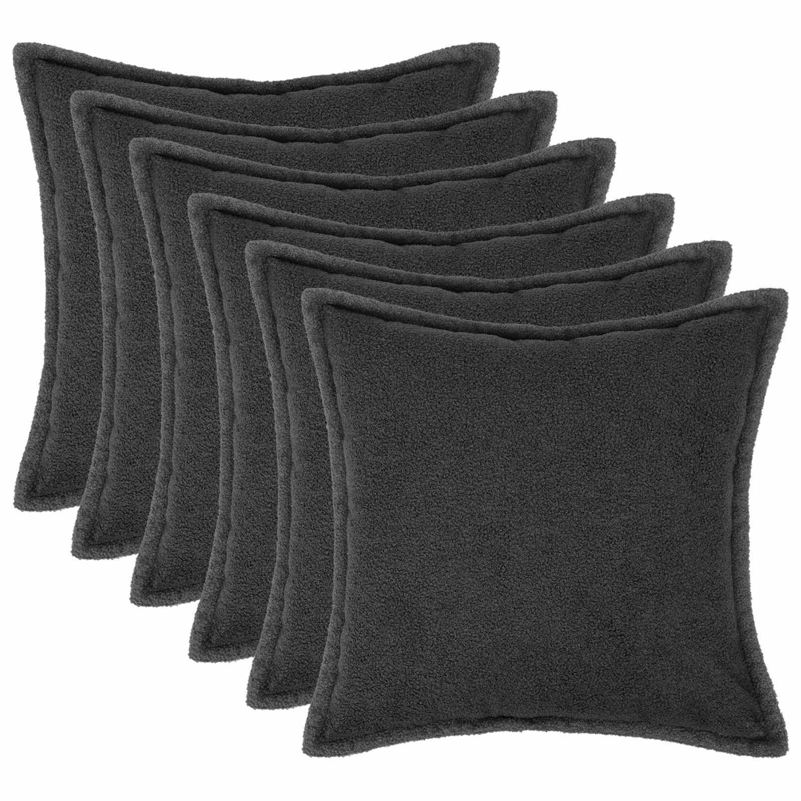 Pudebetræk 6 stk HOUTEN mørkegrå 65 x 65 cm bouclé