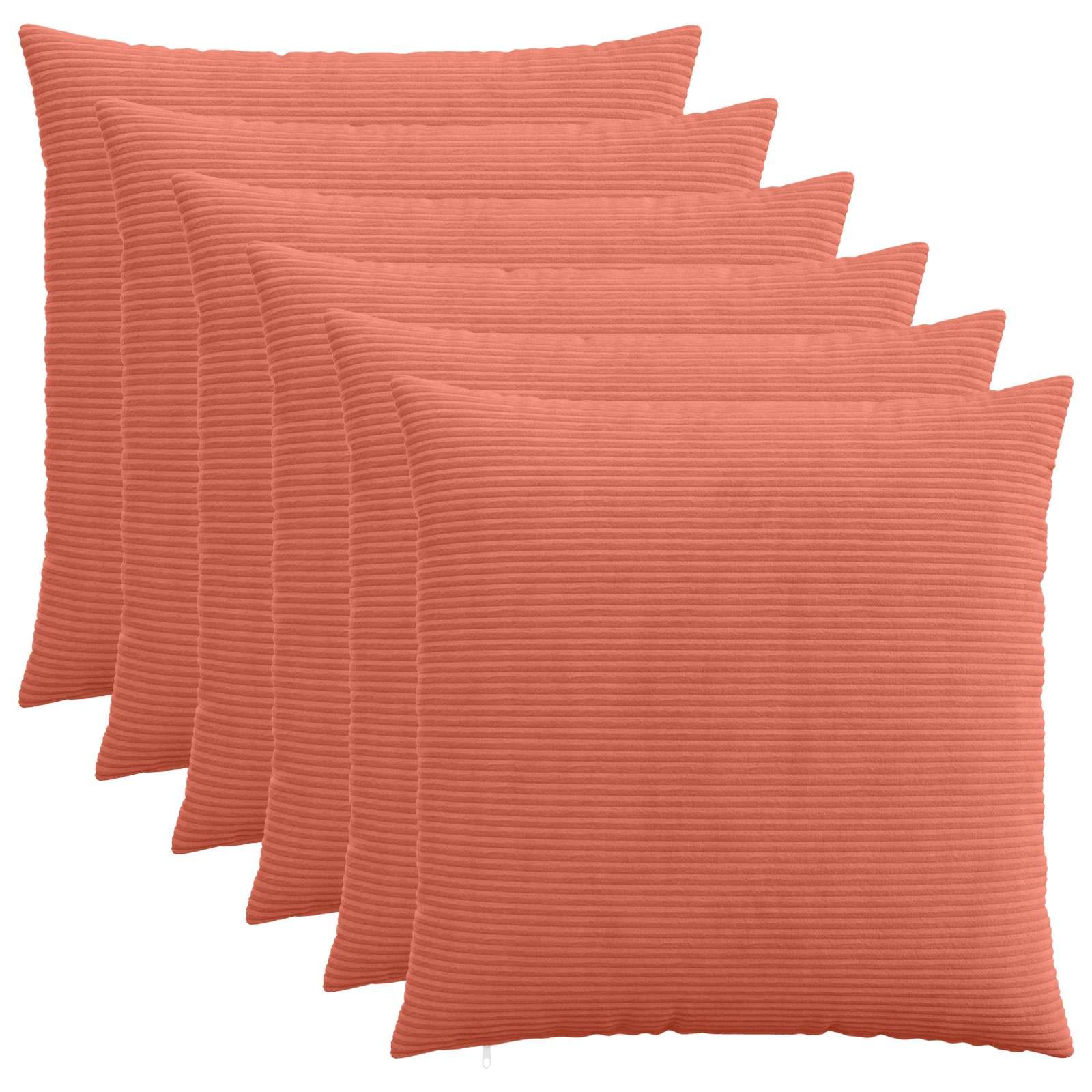 Pudebetræk HEERLEN 6 stk rød orange 70 x 70 cm i cordfløjl