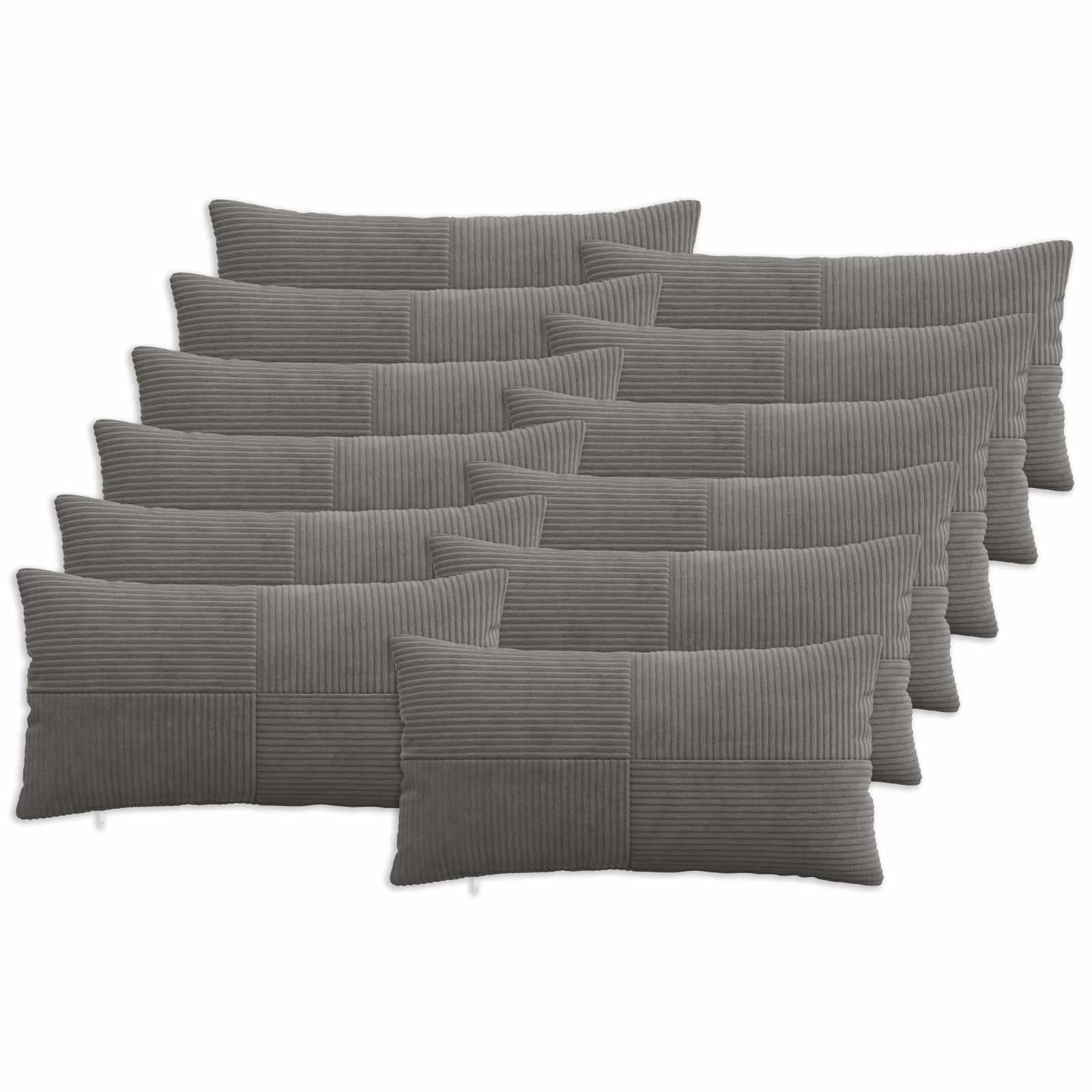 Pudebetræk 12 stk ALMELO mørkegrå 40 x 80 cm i cordfløjl