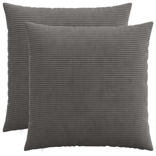 Pudebetræk HEERLEN 2 stk mørkegrå 70 x 70 cm i cordfløjl