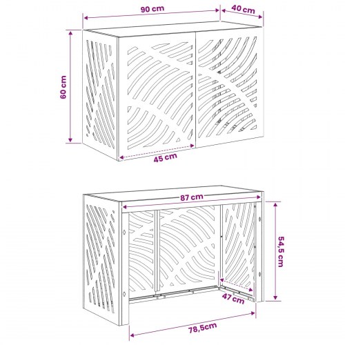 Aircondition cover hvid 90 x 40 x 60 cm i stål