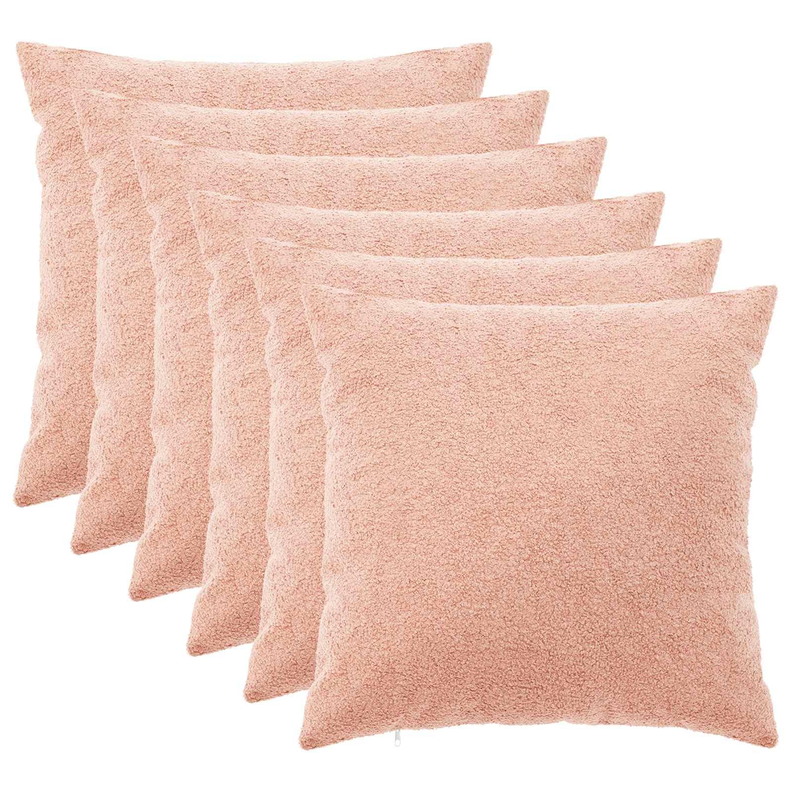 Pudebetræk HEERLEN 6 stk lyserød 55 x 55 cm bouclé