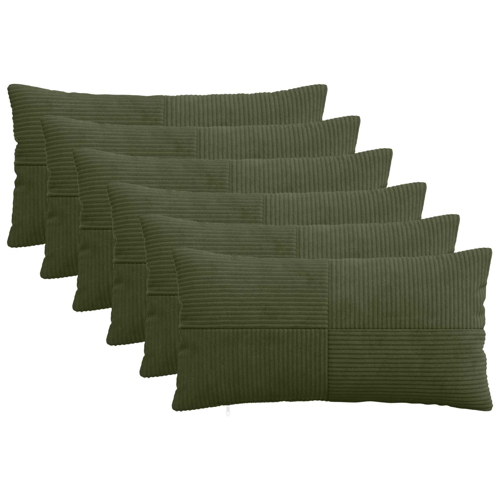 Pudebetræk 6 stk ALMELO grøn 40 x 70 cm i cordfløjl