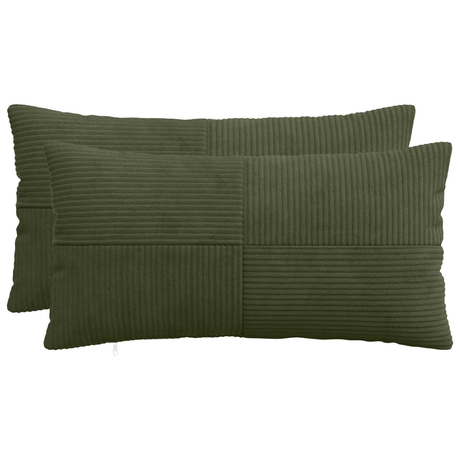 Pudebetræk 2 stk ALMELO grøn 40 x 70 cm i cordfløjl