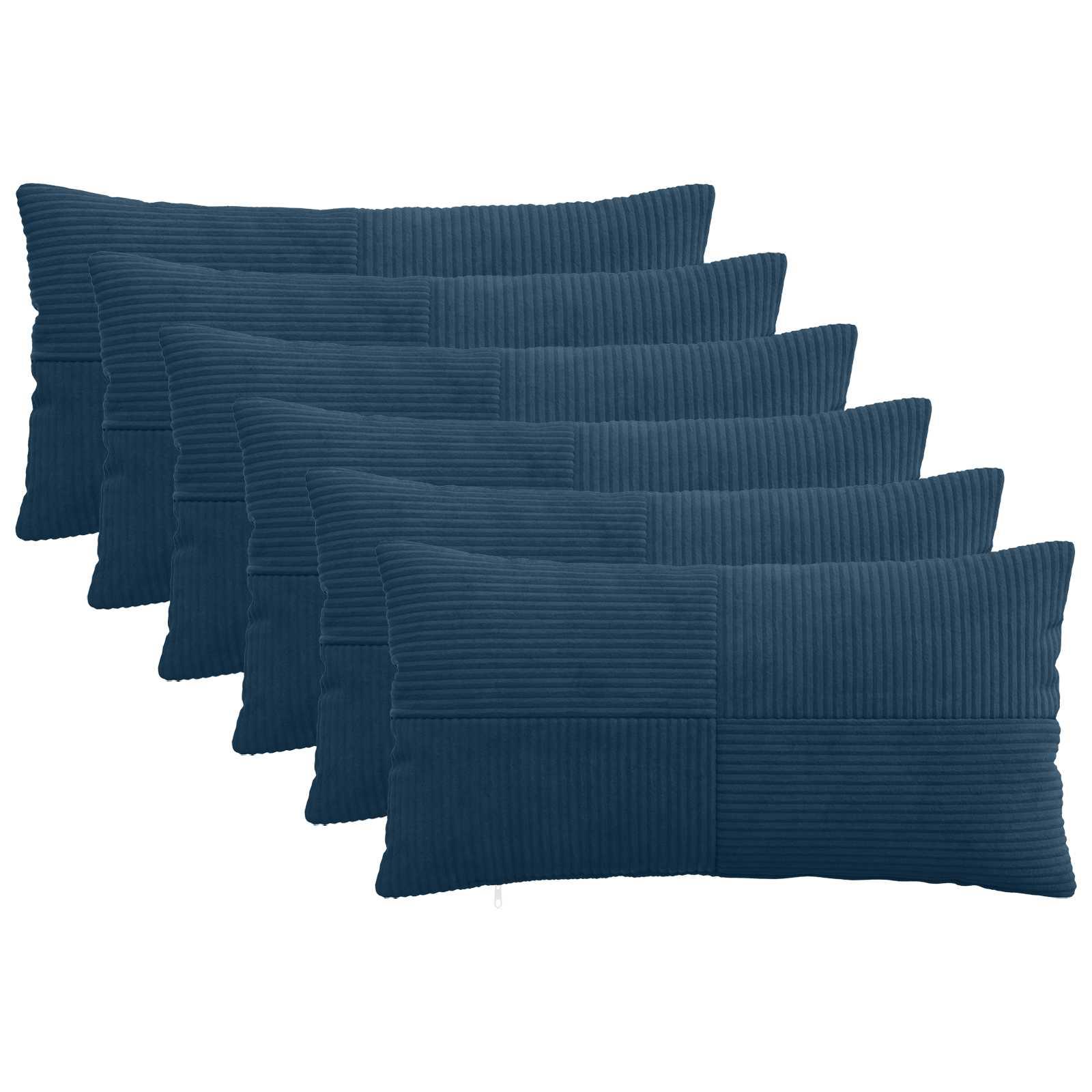 Pudebetræk 6 stk ALMELO mørkeblå 40 x 70 cm i cordfløjl