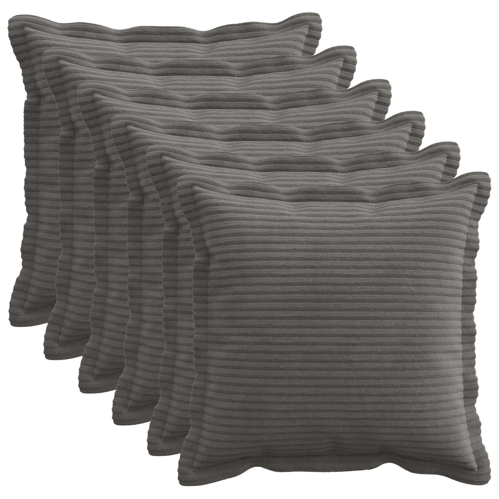Pudebetræk 6 stk. HOUTEN mørkegrå 40 x 40 cm i cordfløjl