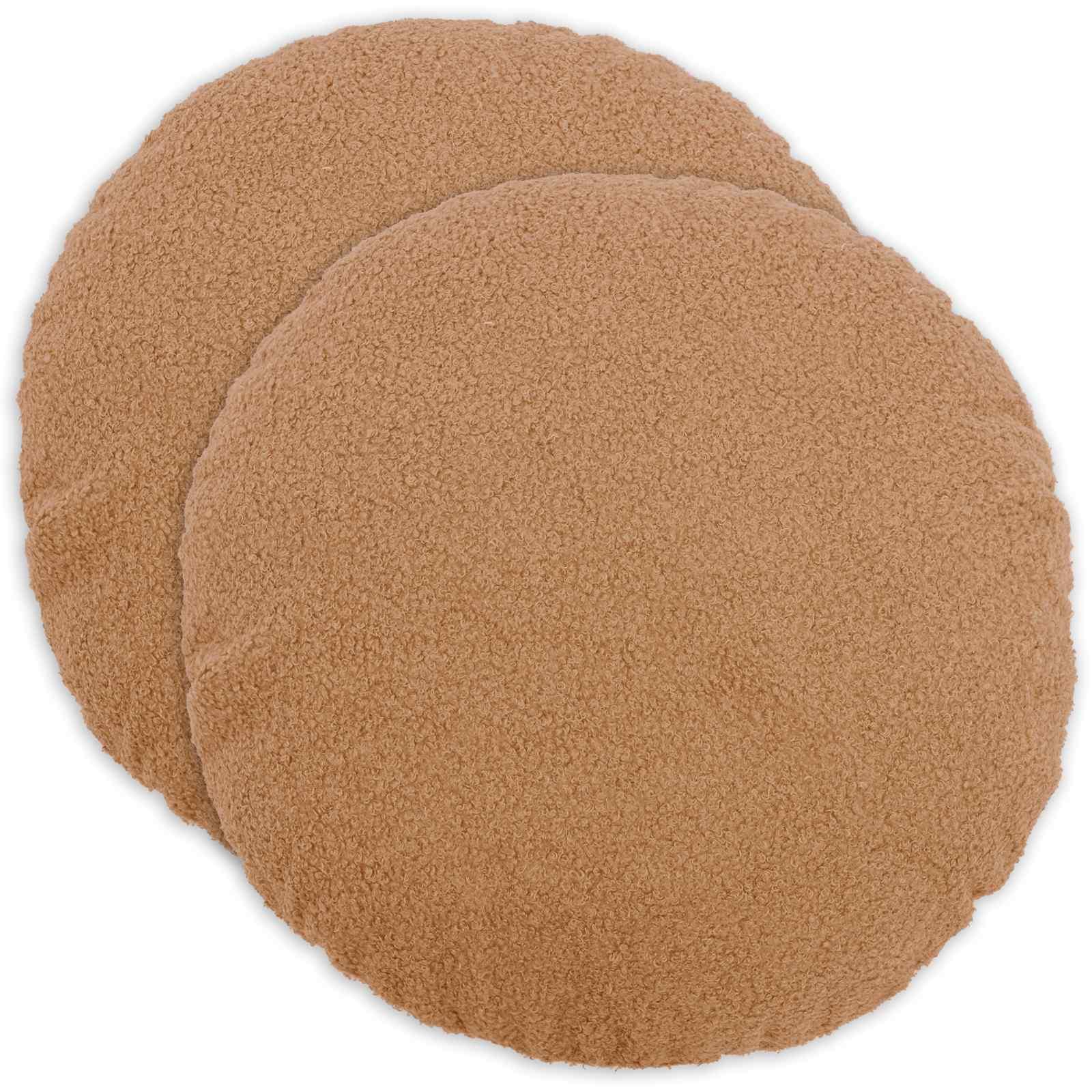 Pudebetræk 2 stk HEERLEN beige Ø 50 cm i bouclé
