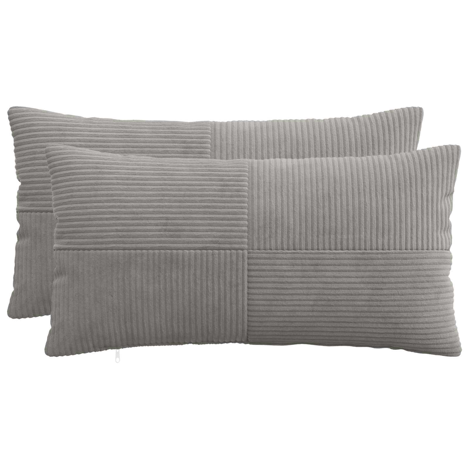 Pudebetræk 2 stk ALMELO lysegrå 40 x 70 cm i cordfløjl