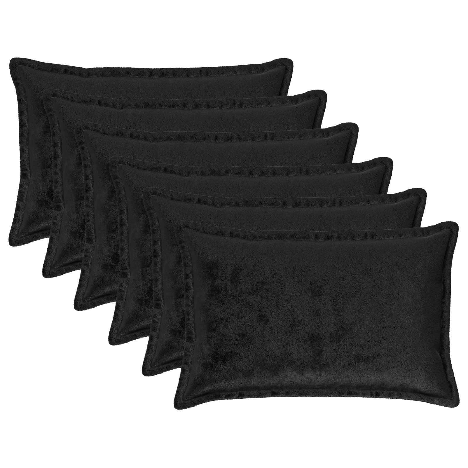 Pudebetræk HOUTEN 6 stk sort 50 x 75 cm i flannel