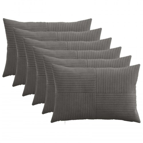 Pudebetræk 6 stk ALMELO mørkegrå 40 x 60 cm i cordfløjl