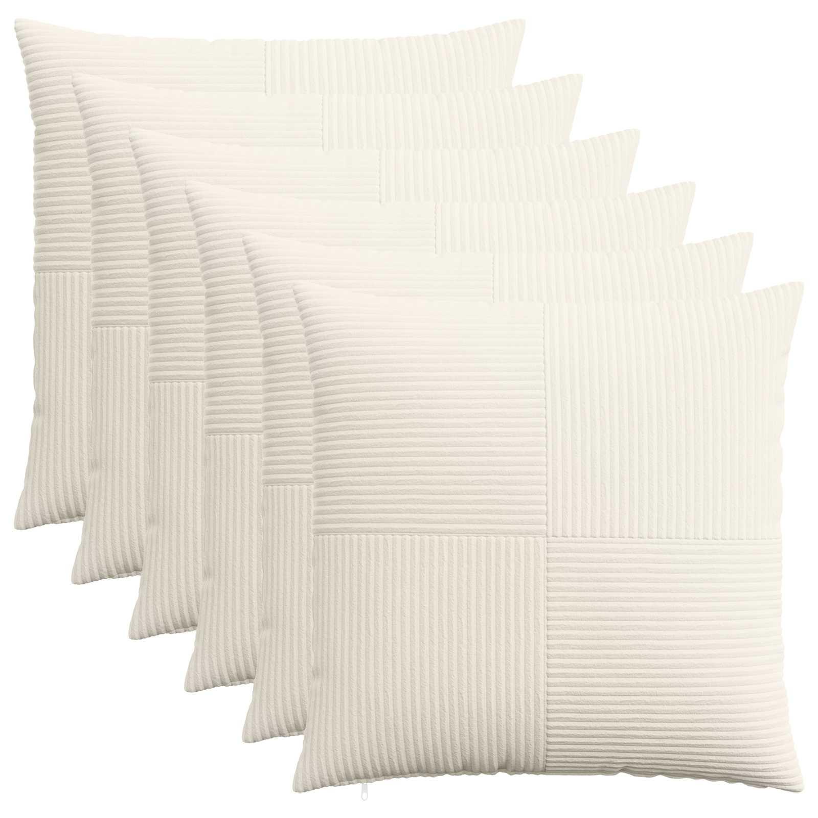Pudebetræk 6 stk ALMELO cremefarvet 80 x 80 cm i cordfløjl