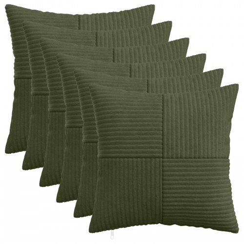 Pudebetræk 6 stk ALMELO grøn 40 x 40 cm i cordfløjl