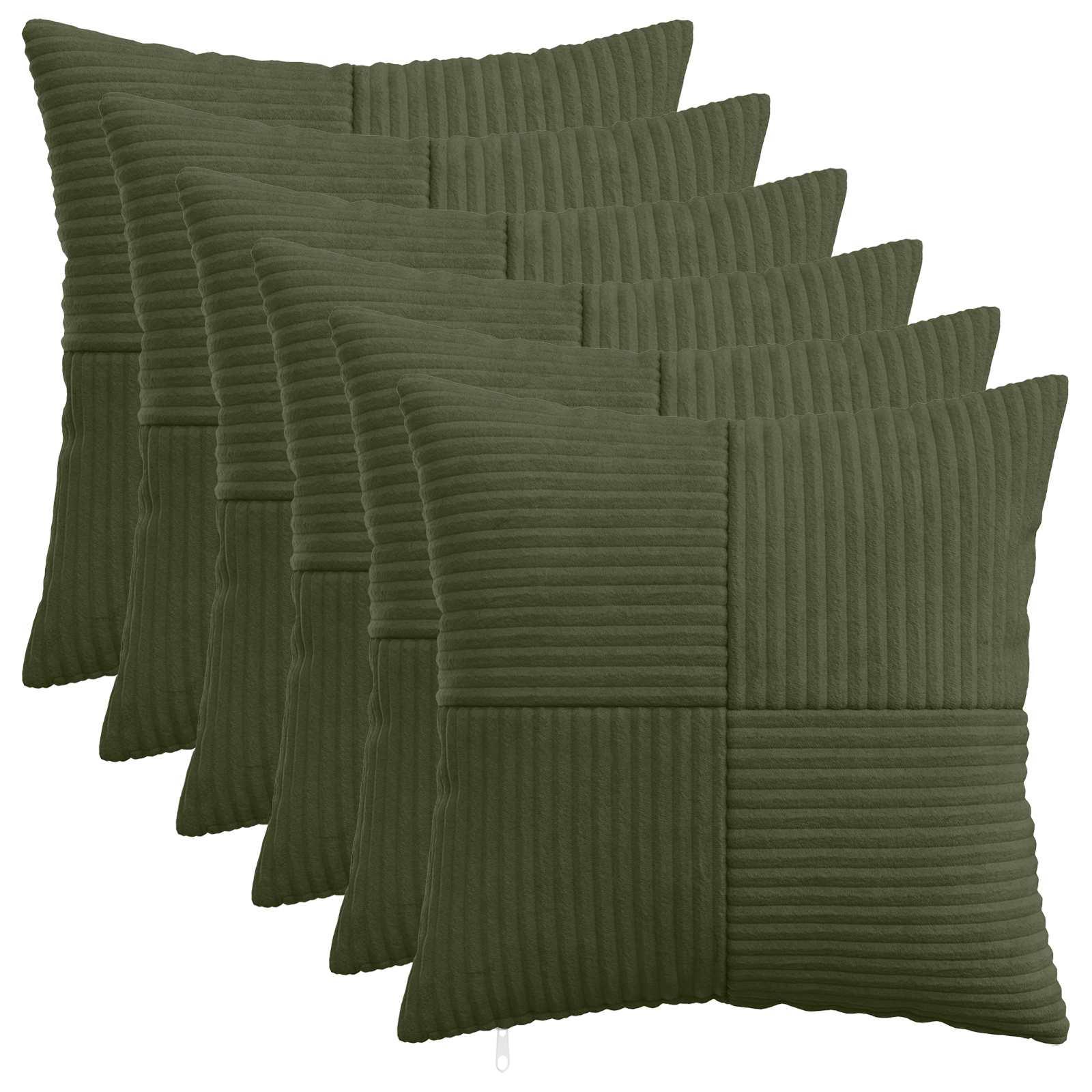 Pudebetræk 6 stk ALMELO grøn 40 x 40 cm i cordfløjl