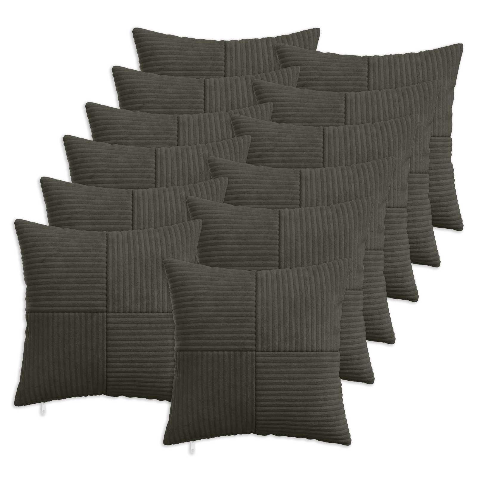 Pudebetræk 12 stk ALMELO antracit 40 x 40 cm i cordfløjl