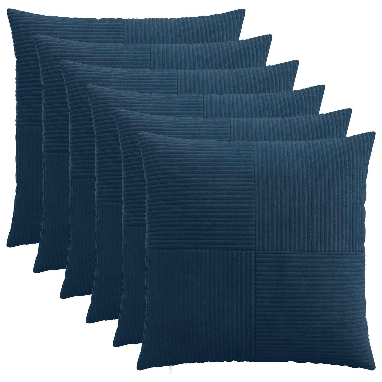 Pudebetræk 6 stk ALMELO mørkeblå 70 x 70 cm i cordfløjl