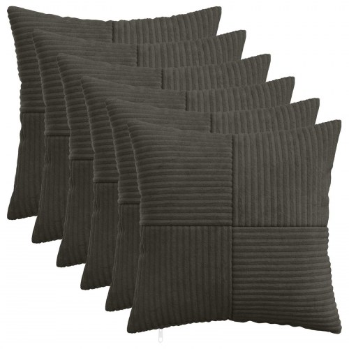 Pudebetræk 6 stk. ALMELO antracit 40 x 40 cm i cordfløjl