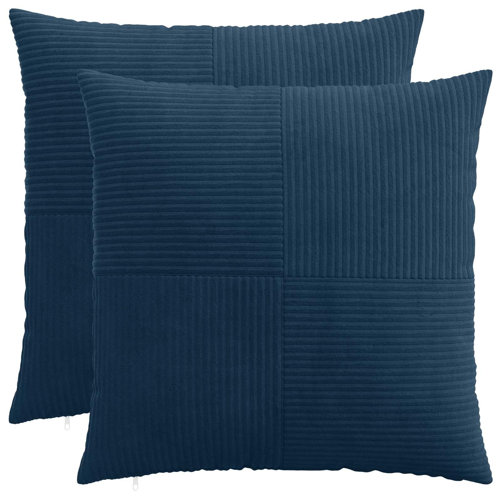 Pudebetræk 2 stk ALMELO mørkeblå 70 x 70 cm i cordfløjl