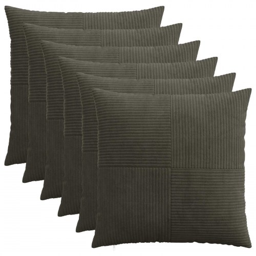 Pudebetræk 6 stk ALMELO antracit 70 x 70 cm i cordfløjl