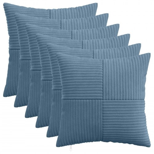 Pudebetræk 6 stk ALMELO blå 40 x 40 cm i cordfløjl