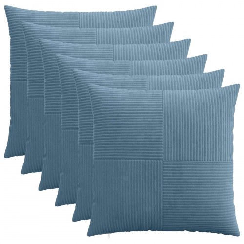 Pudebetræk 6 stk ALMELO blå 70 x 70 cm i cordfløjl